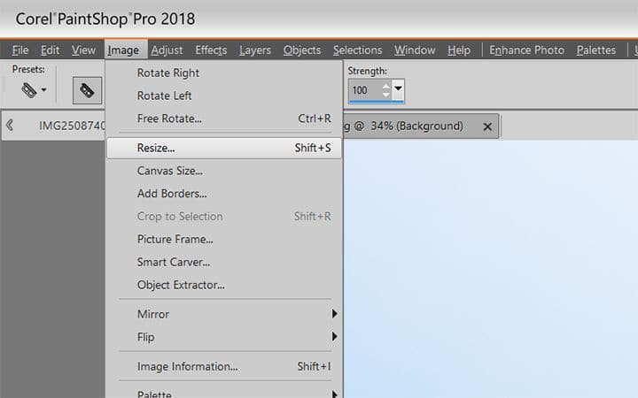 increase resolution in corel paintshop pro x9