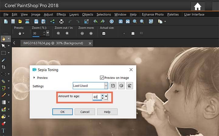 How To Add Sepia Effect in PaintShop Pro