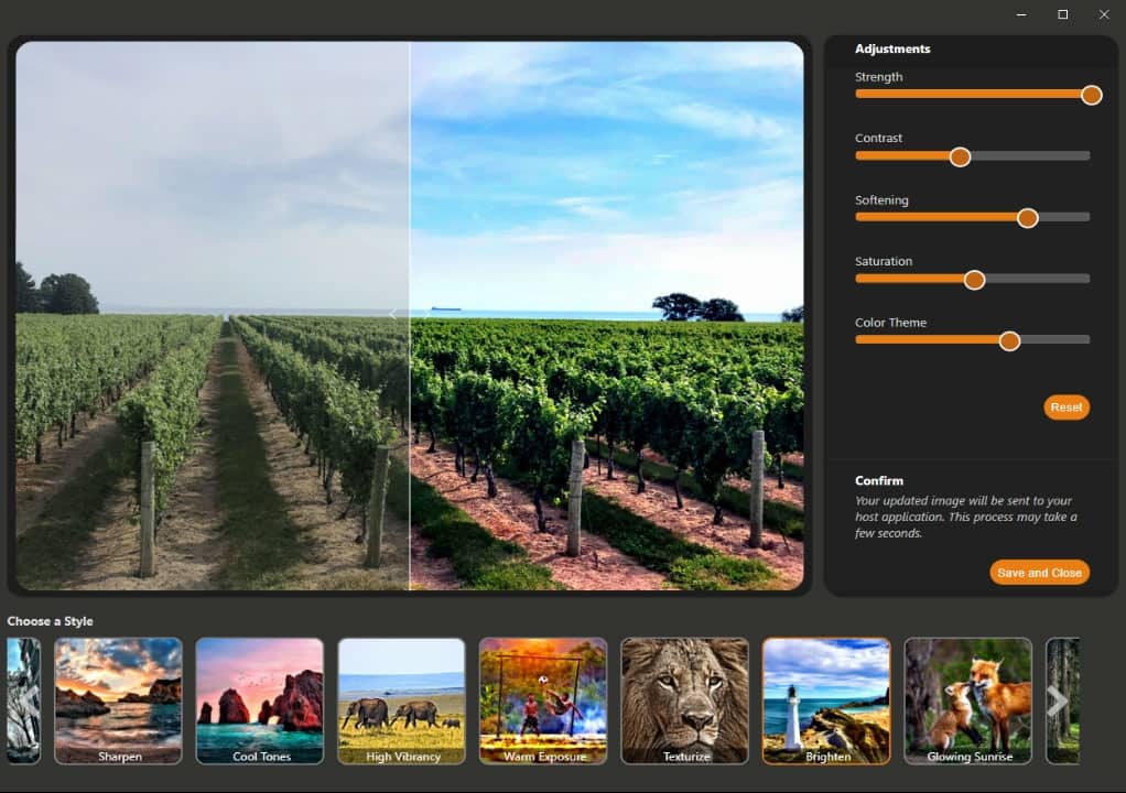 Vineyard UI brighten effect